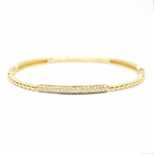 18K Yellow Gold Diamond Beaded Cuff Bracelet