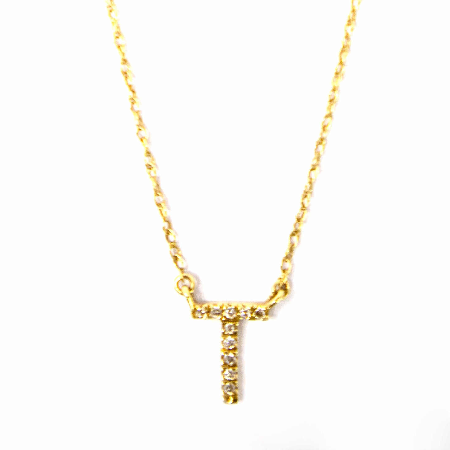 18k Yellow Gold Initial Diamond Necklace