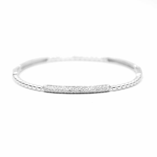 18K White Gold Diamond Beaded Cuff Bracelet