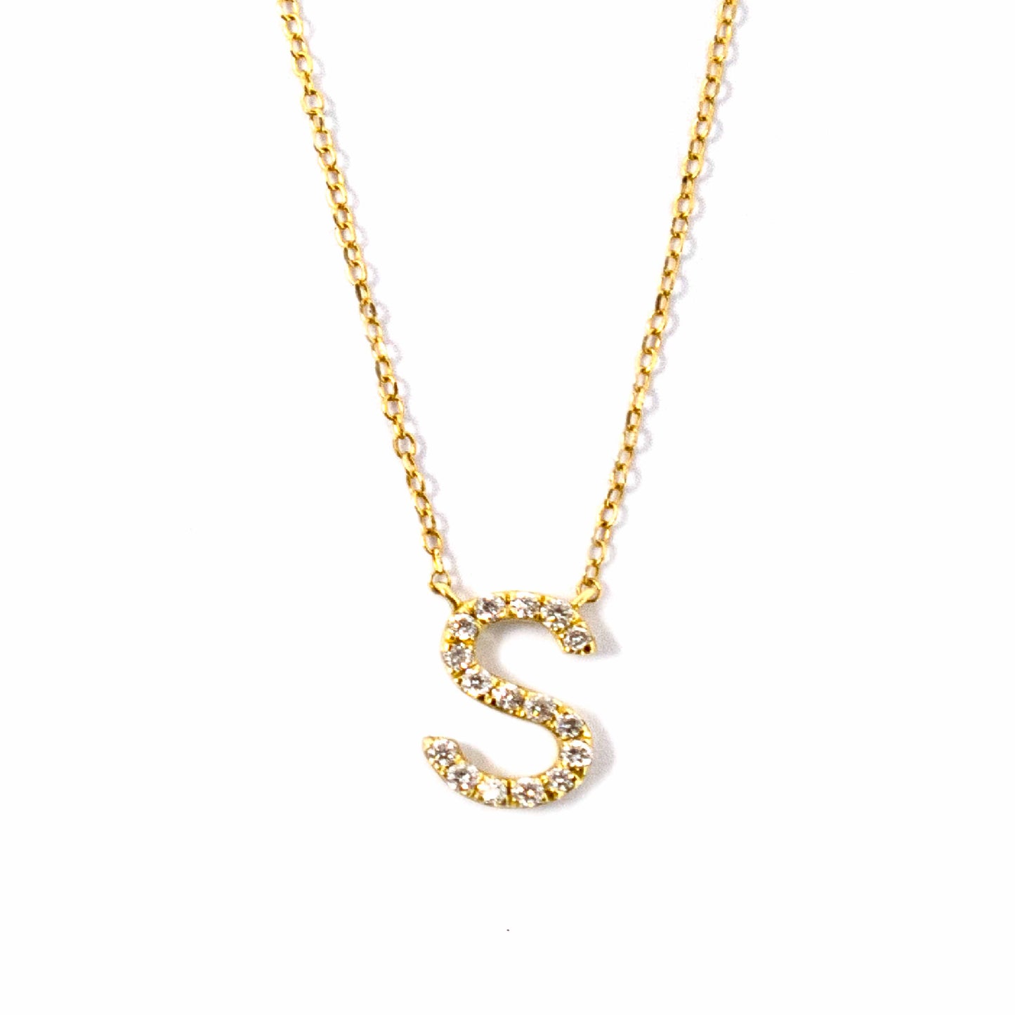 18k Yellow Gold Initial Diamond Necklace