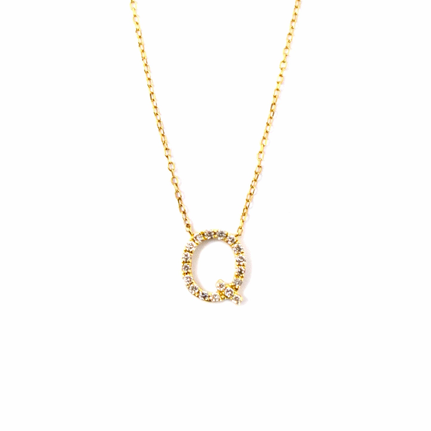 18k Yellow Gold Initial Diamond Necklace