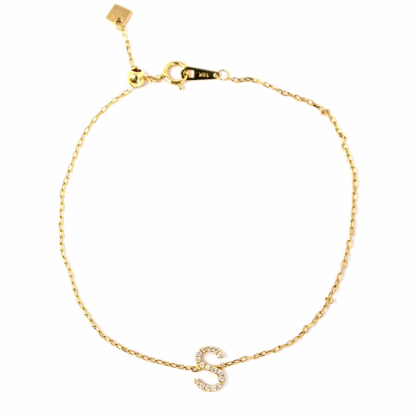 18K Yellow Gold Initial Diamond Bracelet