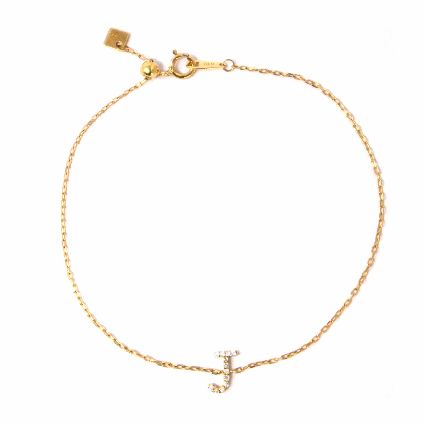 18K Yellow Gold Initial Diamond Bracelet