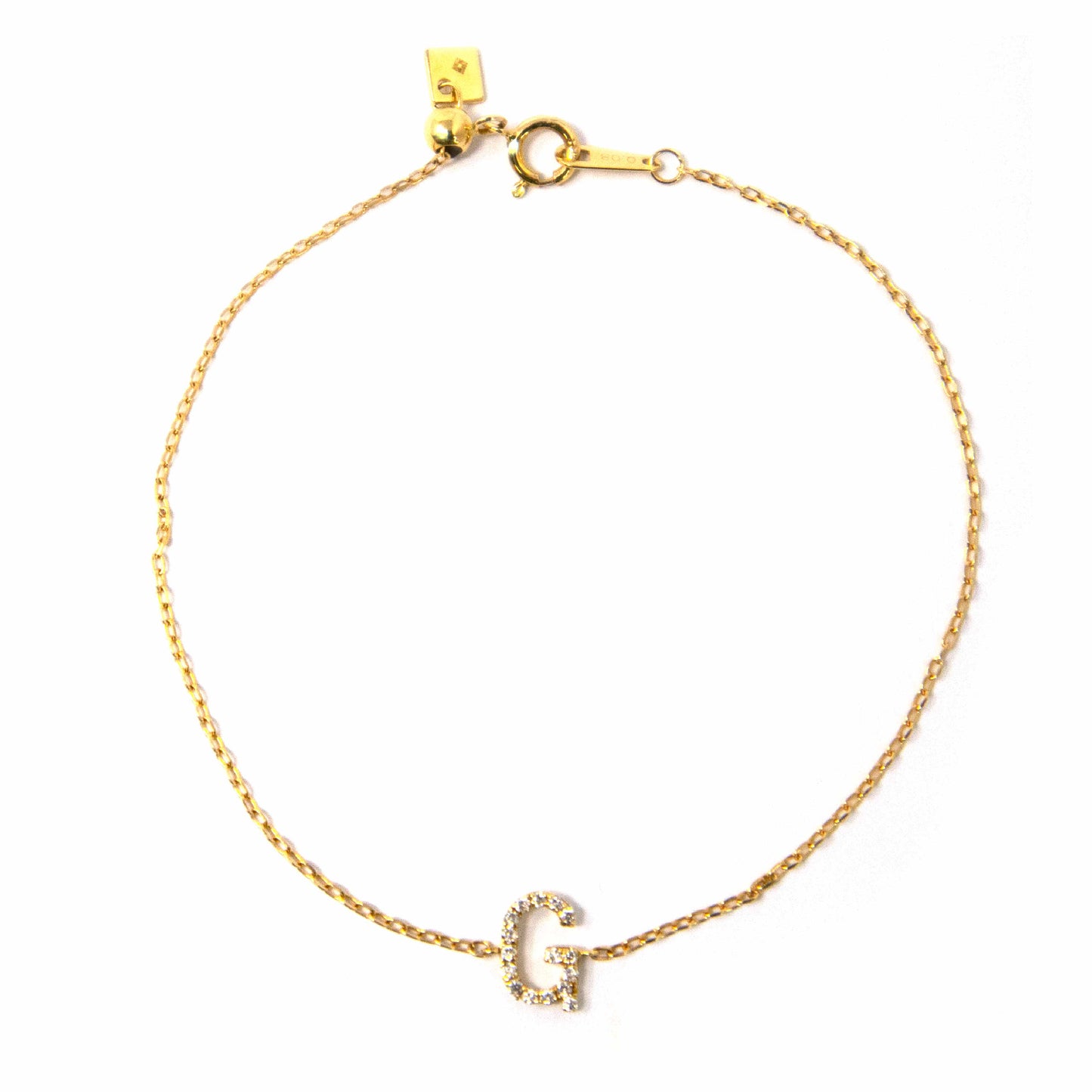 18K Yellow Gold Initial Diamond Bracelet