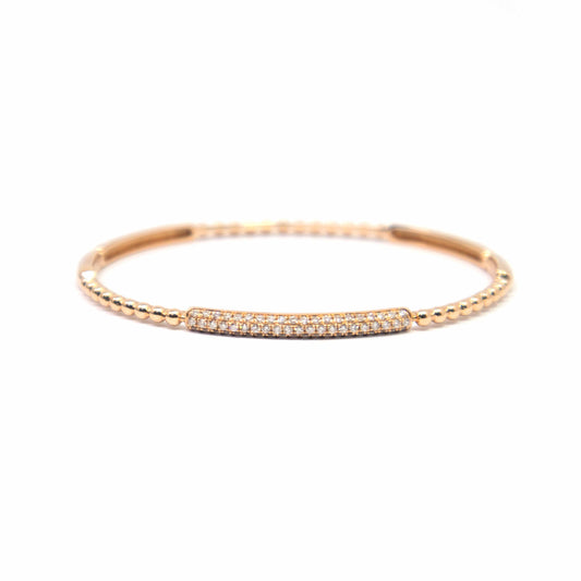 18K Rose Gold Diamond Beaded Cuff Bracelet