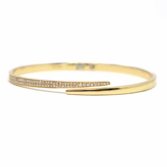 18K Yellow Gold Diamond Criss Cross Cuff Bangle