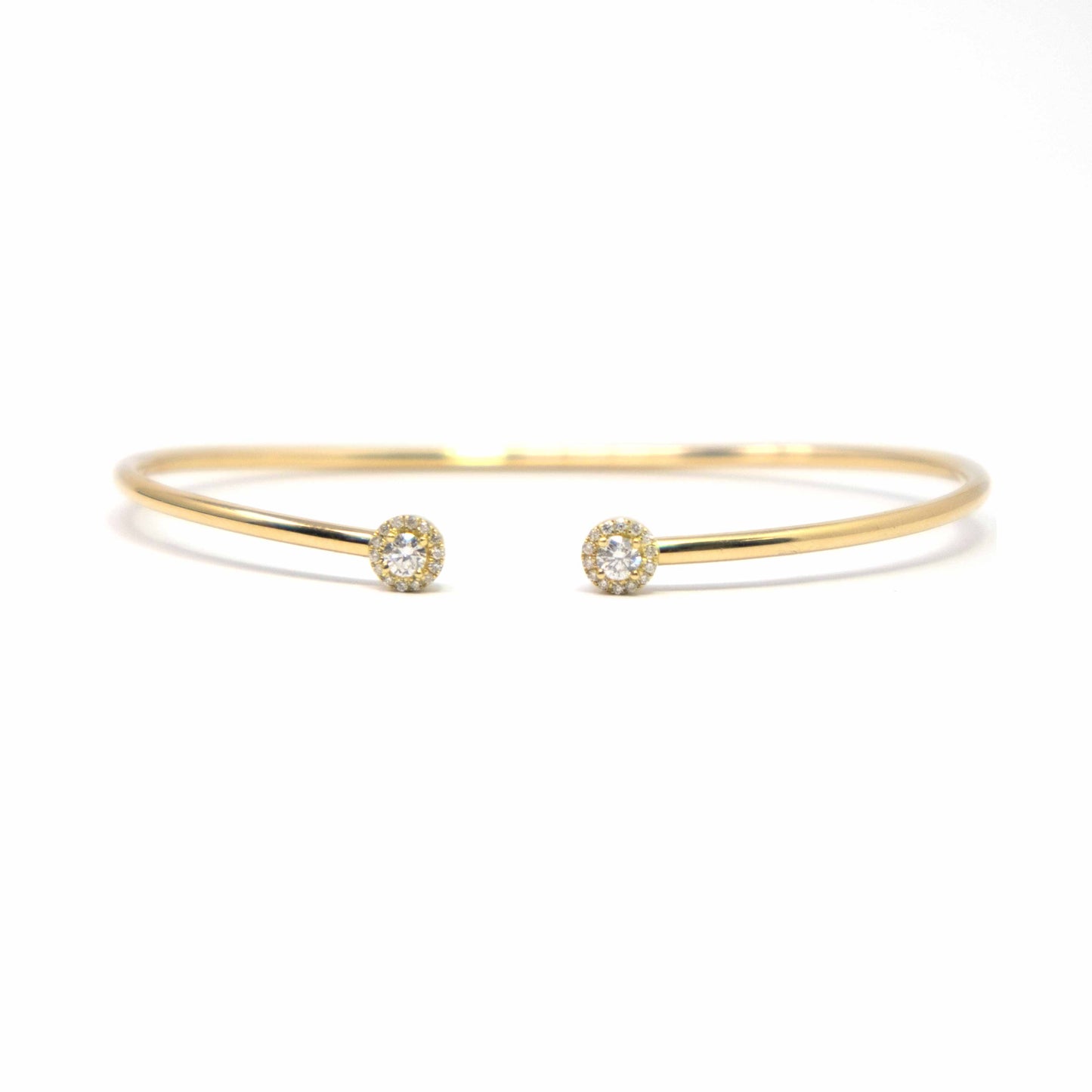 18K Yellow Gold Diamond Double Round Cuff Bracelet