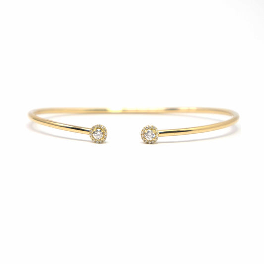 18K Yellow Gold Diamond Double Round Cuff Bracelet