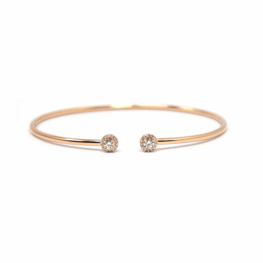 18K Rose Gold Diamond Double Round Cuff Bracelet