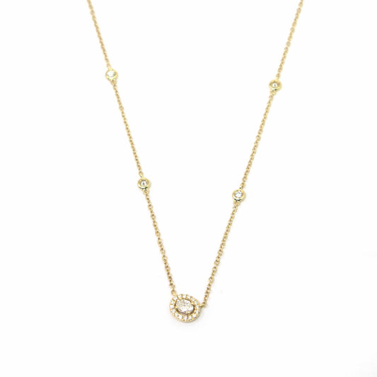 18K Yellow Gold Diamond Pendant Necklace