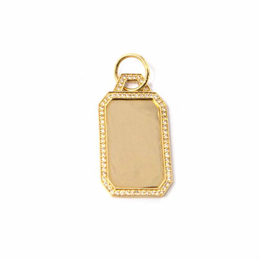 14K Yellow Gold Dog Tag Pendant