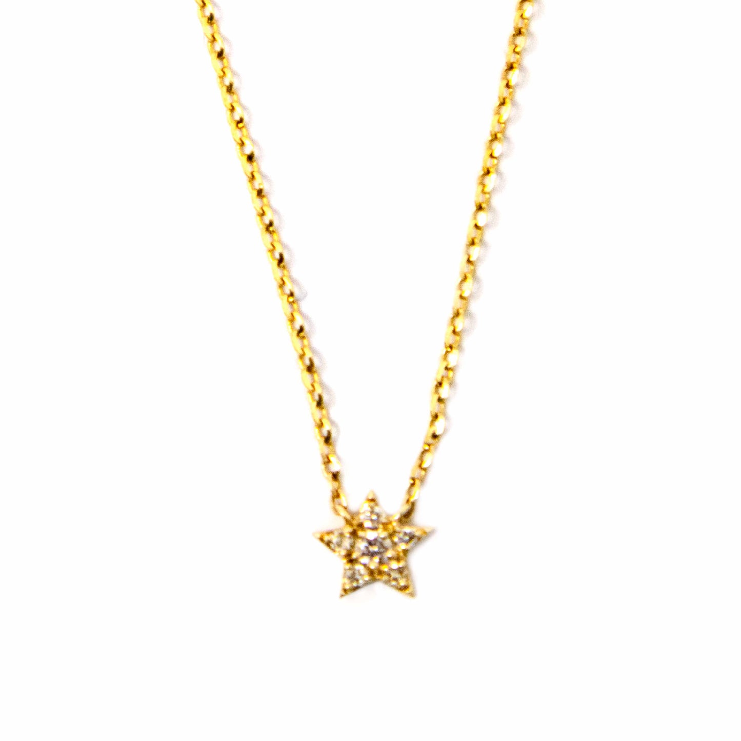 14K Yellow Gold Star Diamond Pendant Necklace