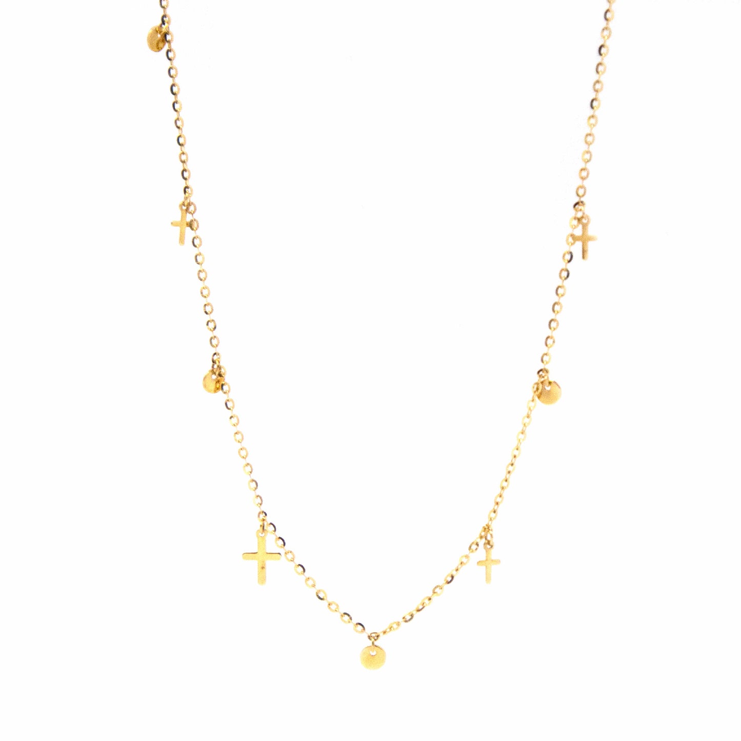 14K Yellow Gold Religious Charm Necklace