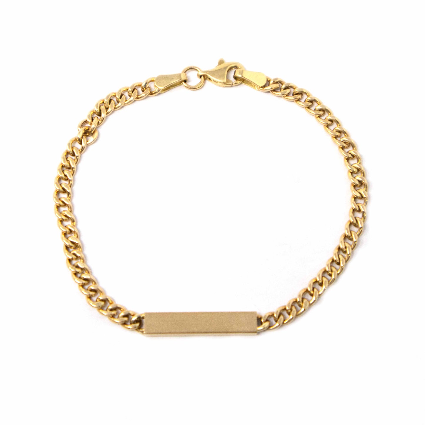 14K Yellow Gold ID Cuban Link Bracelet