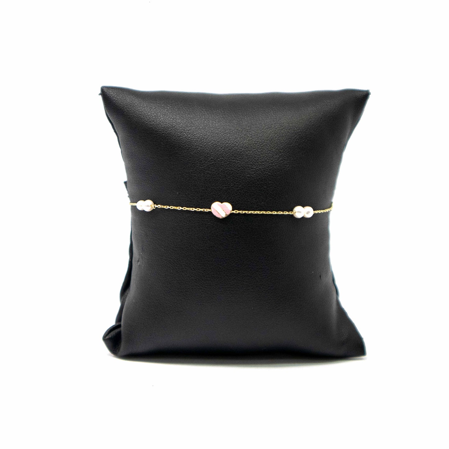 14K Yellow Gold Pearl Heart Bracelet