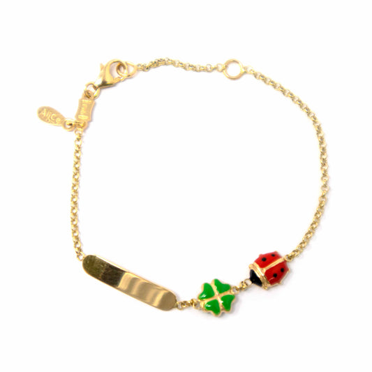 18K Yellow Gold Flower and Bumble Bee Bracelet