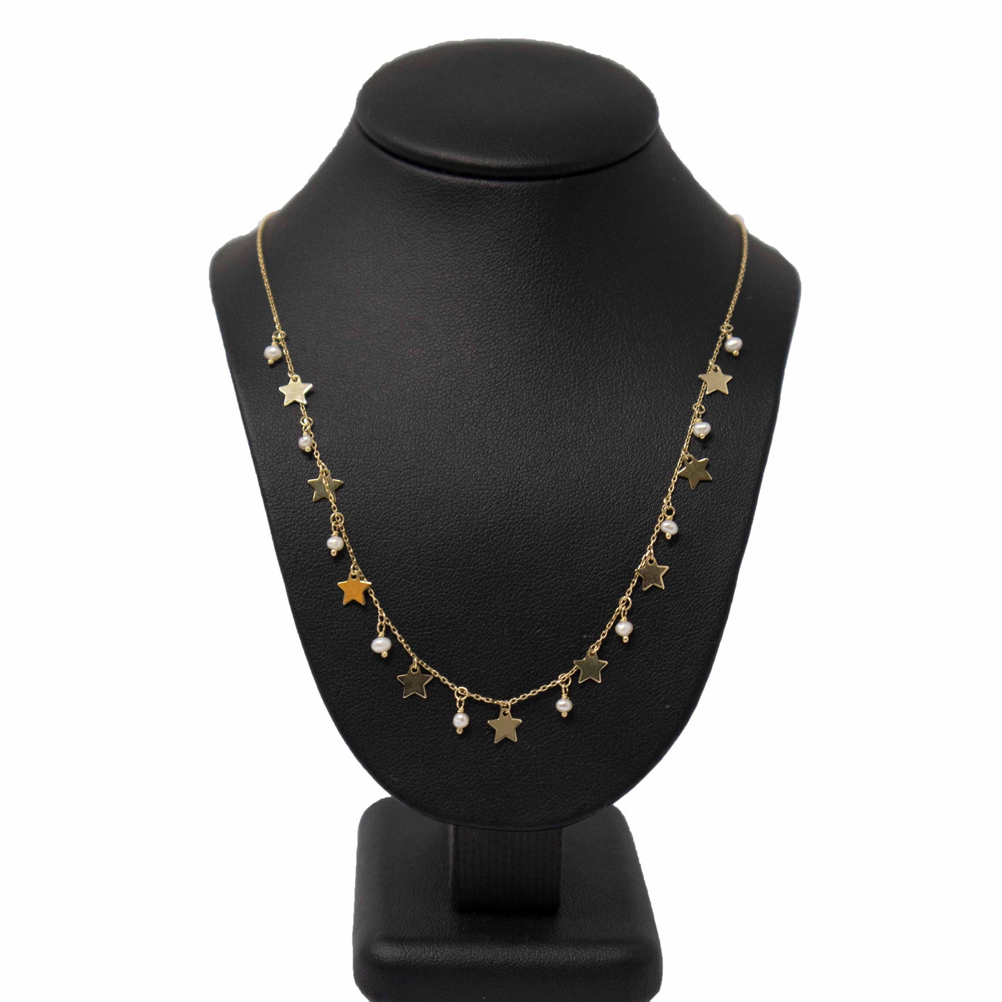 14K Yellow Gold Star and Pearl Necklace