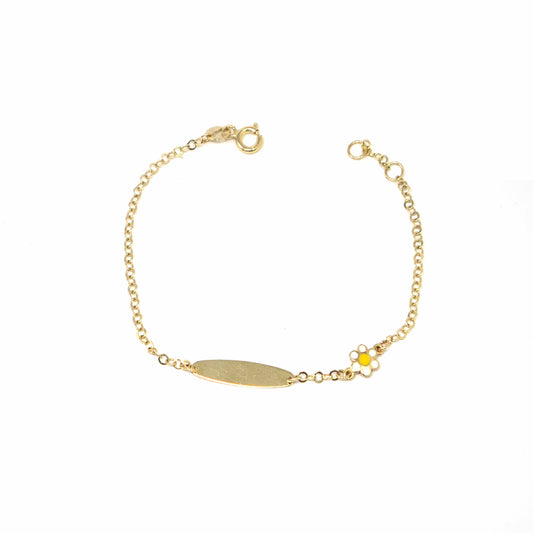 14K Yellow Gold Flower ID Bracelet