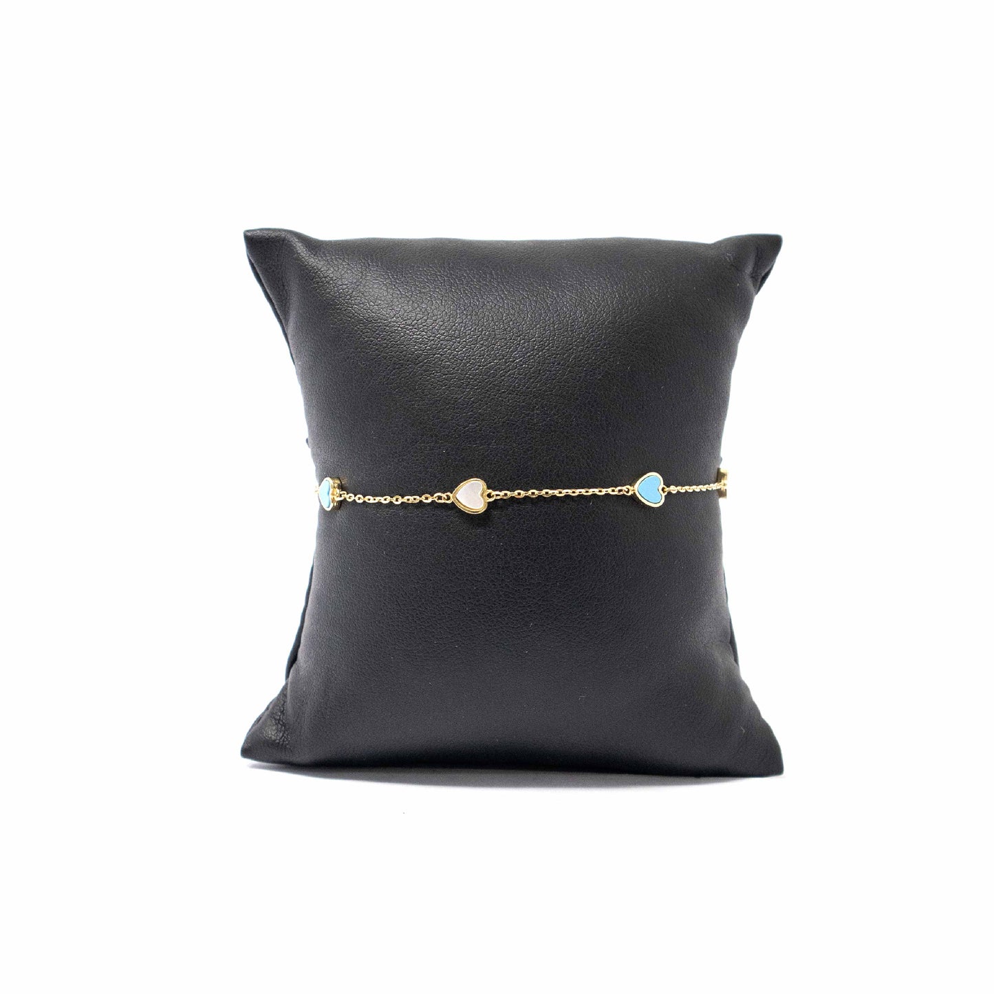 14K Yellow Gold Turquoise and Open Hearts Bracelets