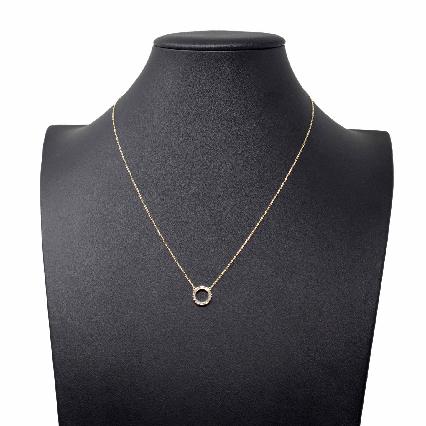 14K Yellow Gold Diamond Open Circle Necklace