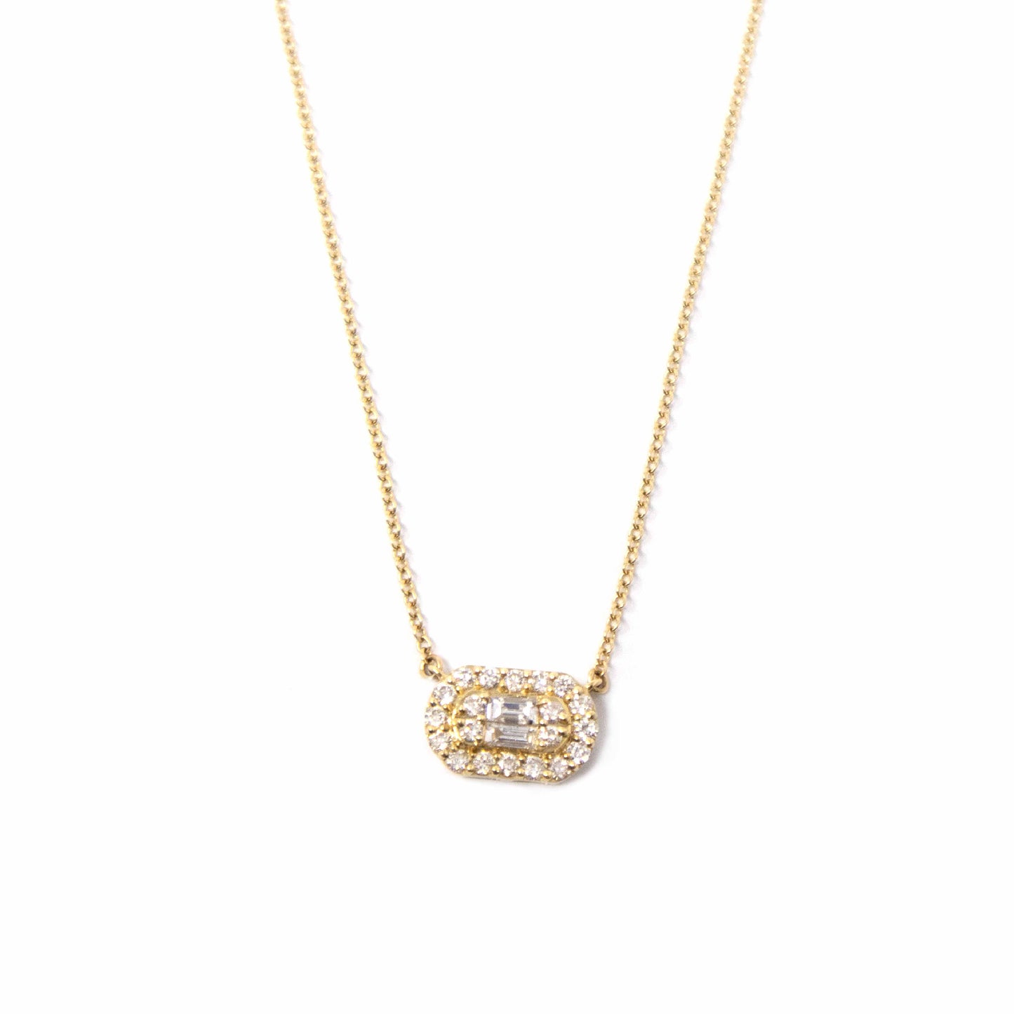 14K Yellow Gold Oval Diamond Pendant Necklace