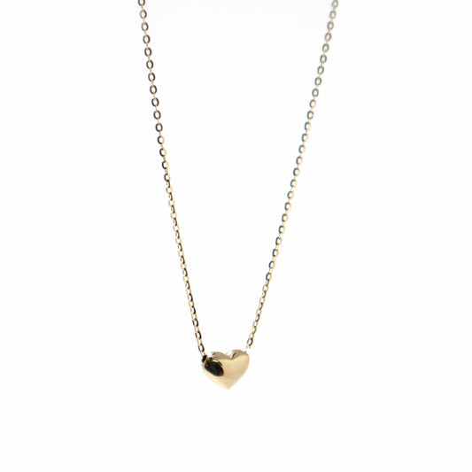 14K Yellow Gold Heart Pendant Necklace