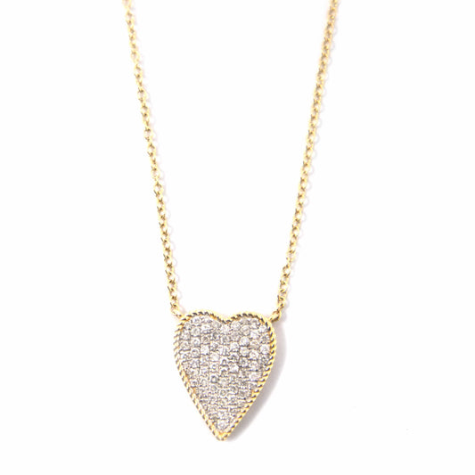 14K Yellow Gold Diamond Heart Pendant Necklace