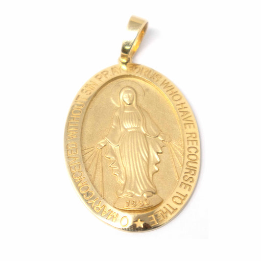 14K Yellow Gold Virgin Mary Pendant