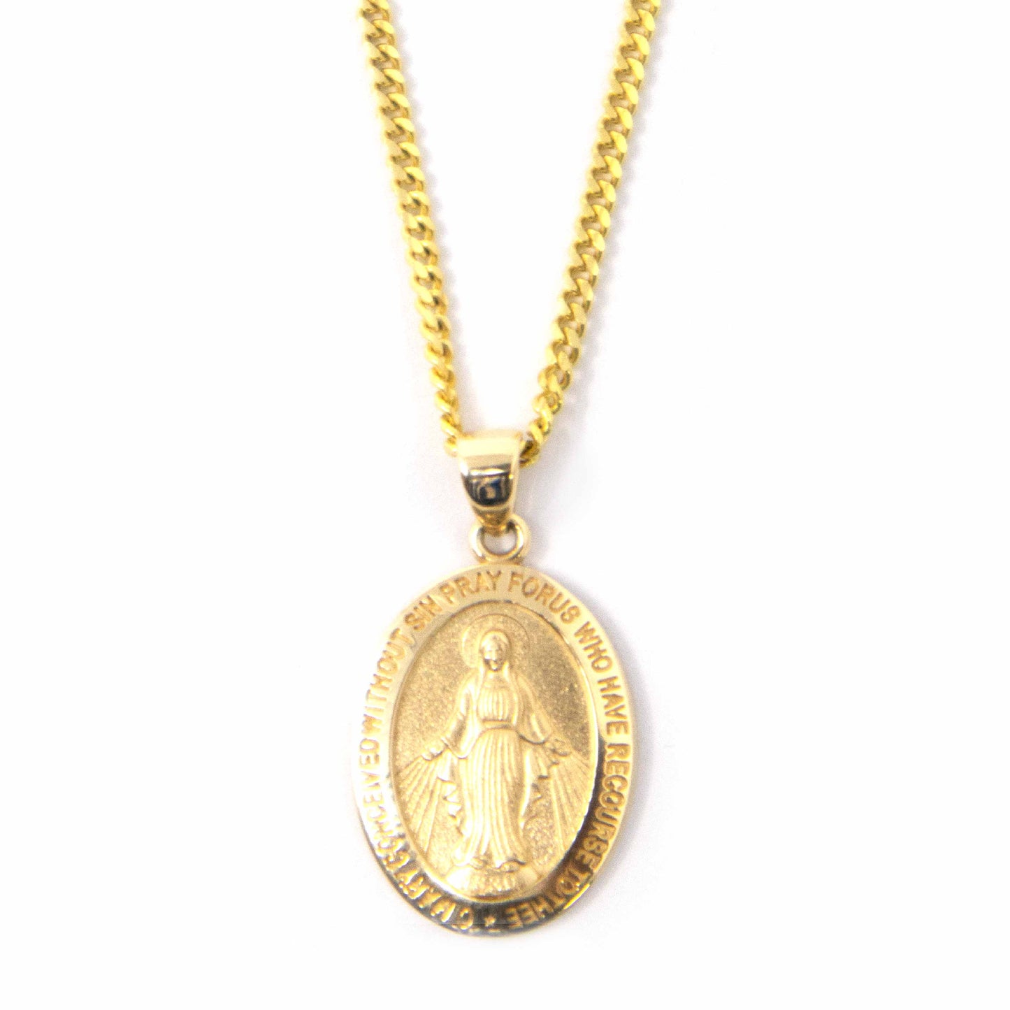 14K Yellow Gold Virgin Mary Pendant