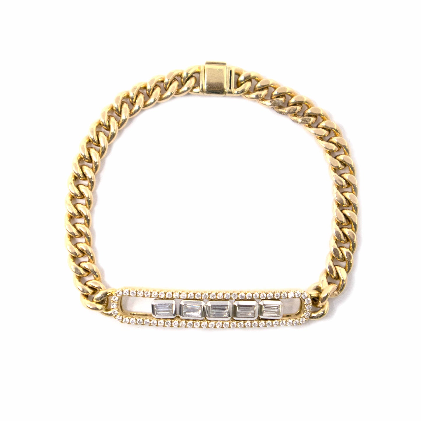 14K Yellow Gold Floating Diamond Cuban Link Bracelet