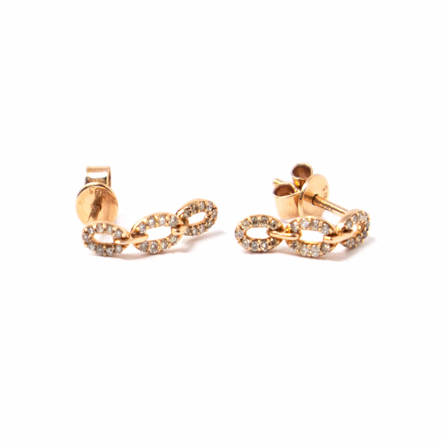 14K Rose Gold Oval Drop Earrings