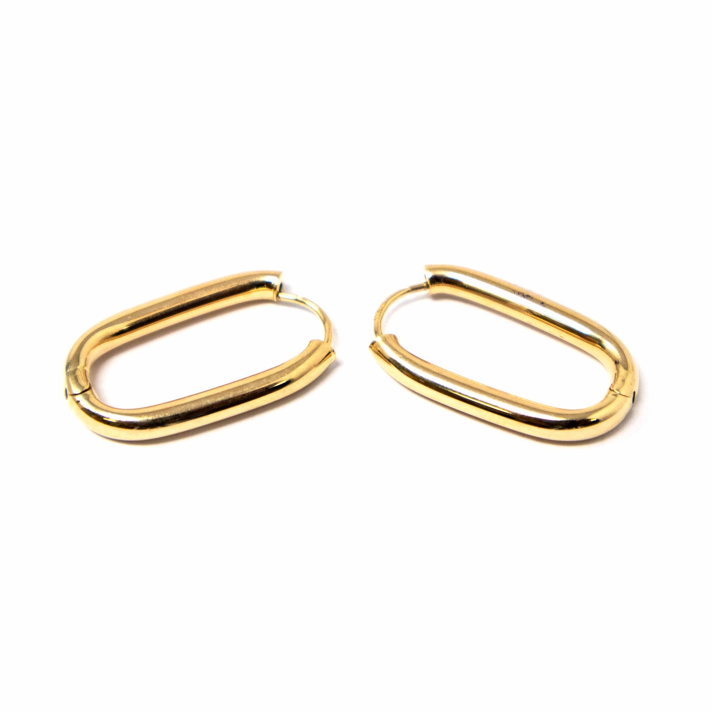 14K Yellow Gold Oval Hoops