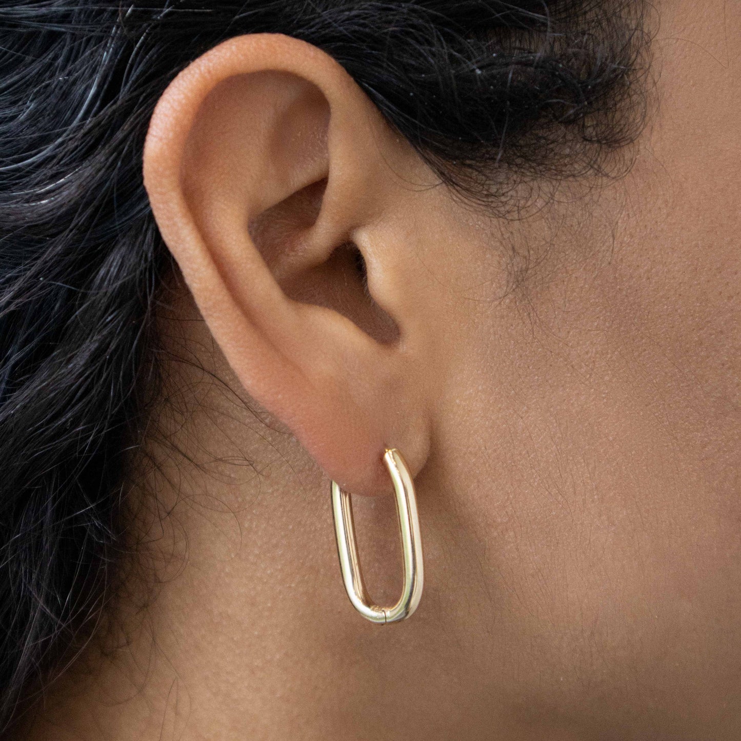 14K Yellow Gold Oval Hoops