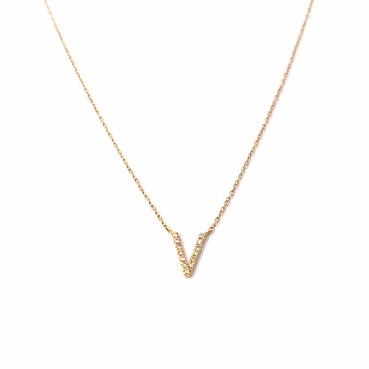 18k Yellow Gold Initial Diamond Necklace