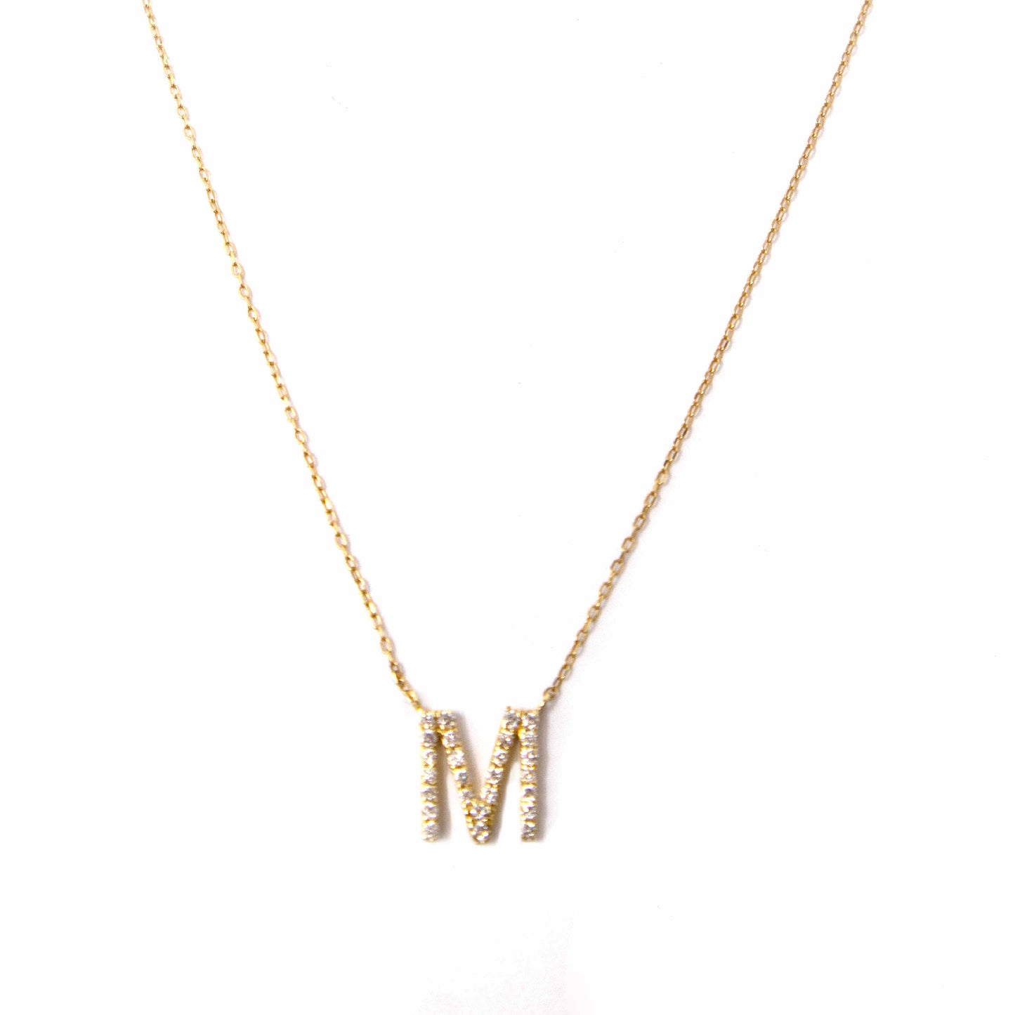 18k Yellow Gold Initial Diamond Necklace