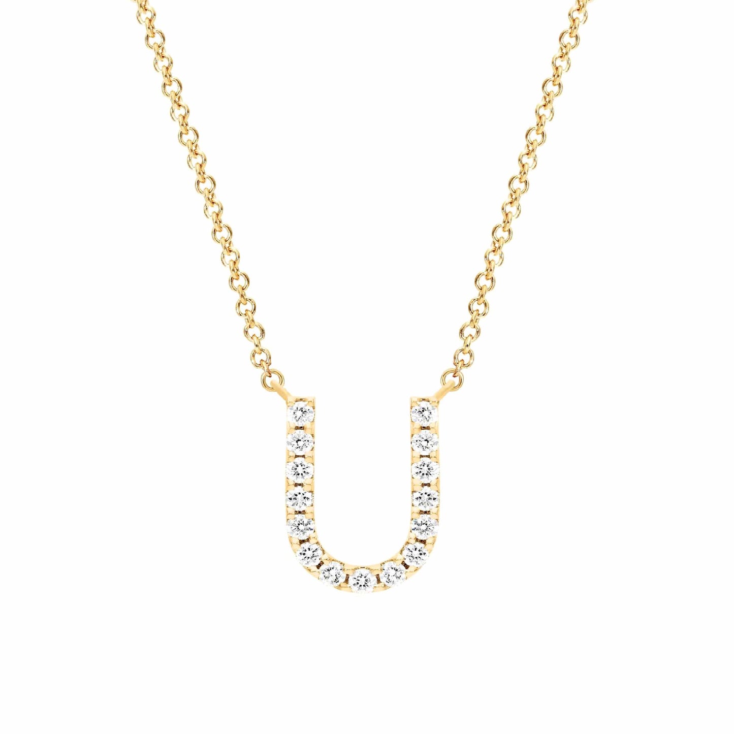 18k Yellow Gold Initial Diamond Necklace