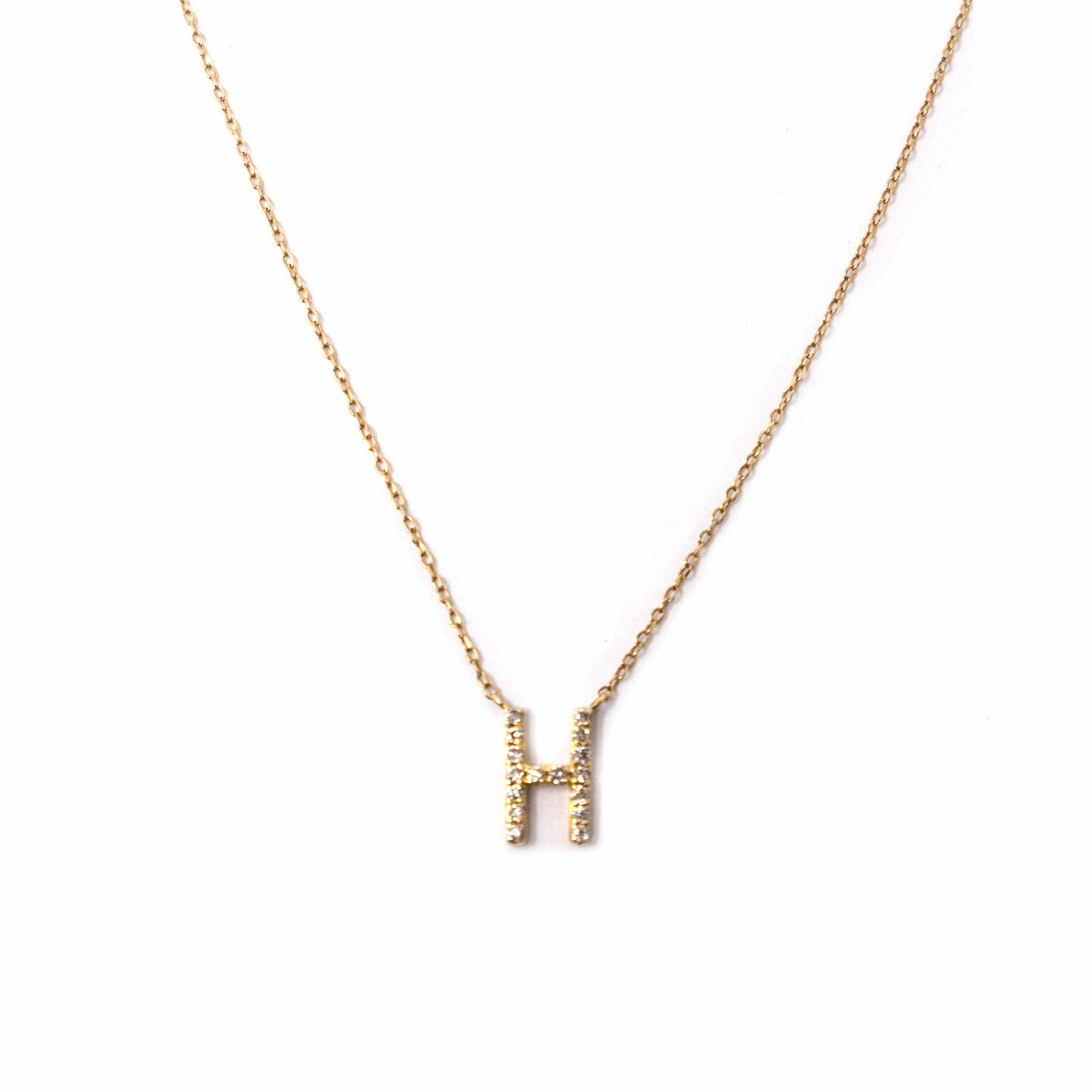 18k Yellow Gold Initial Diamond Necklace