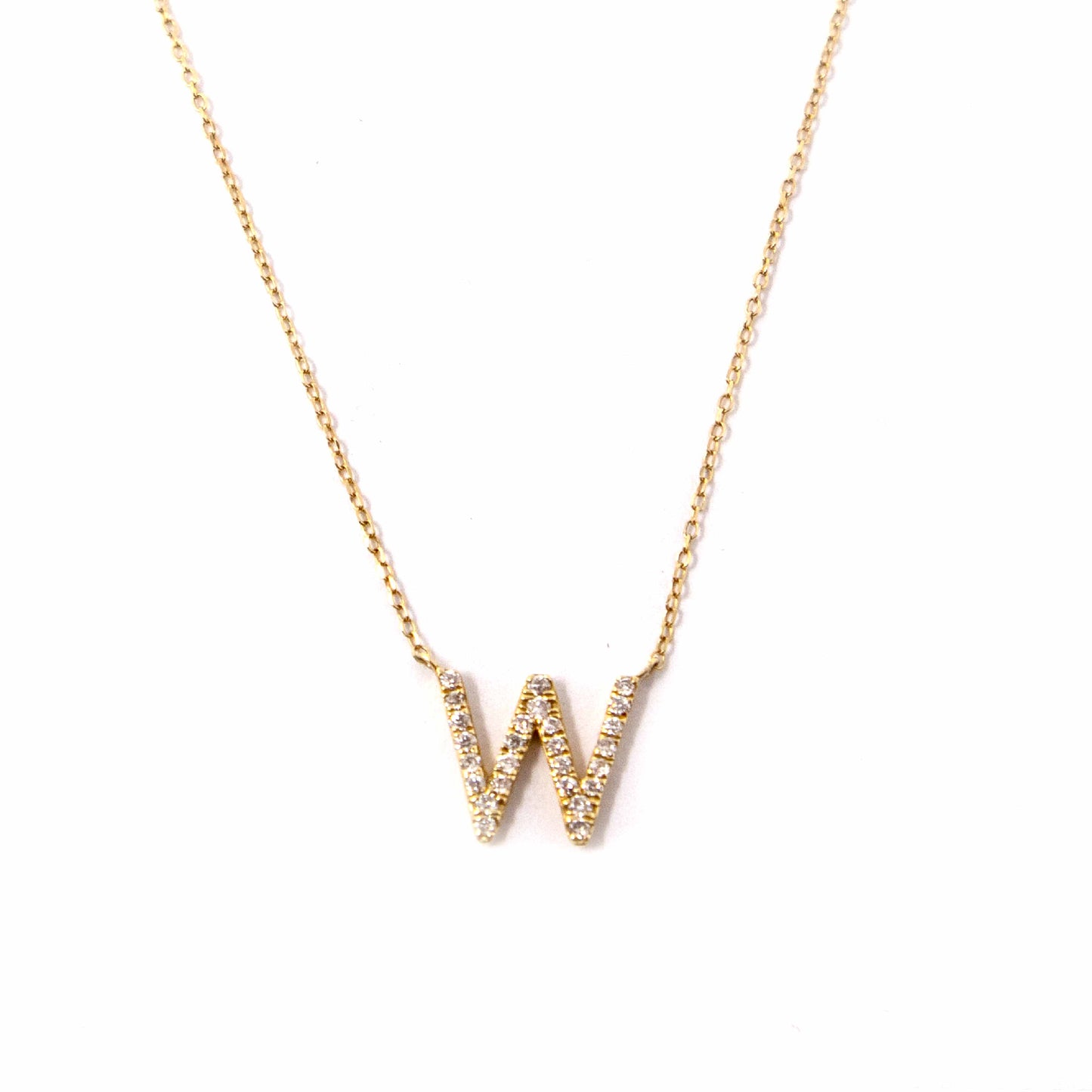 18k Yellow Gold Initial Diamond Necklace