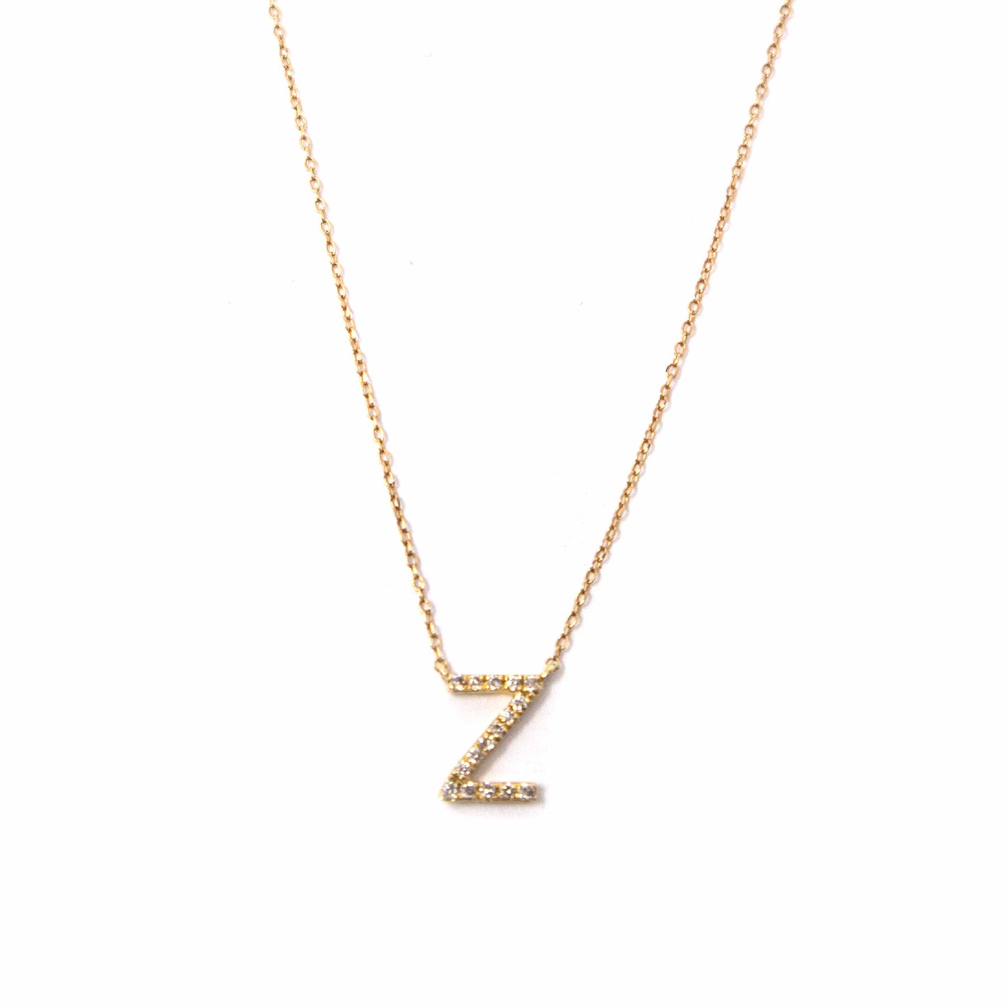 18k Yellow Gold Initial Diamond Necklace