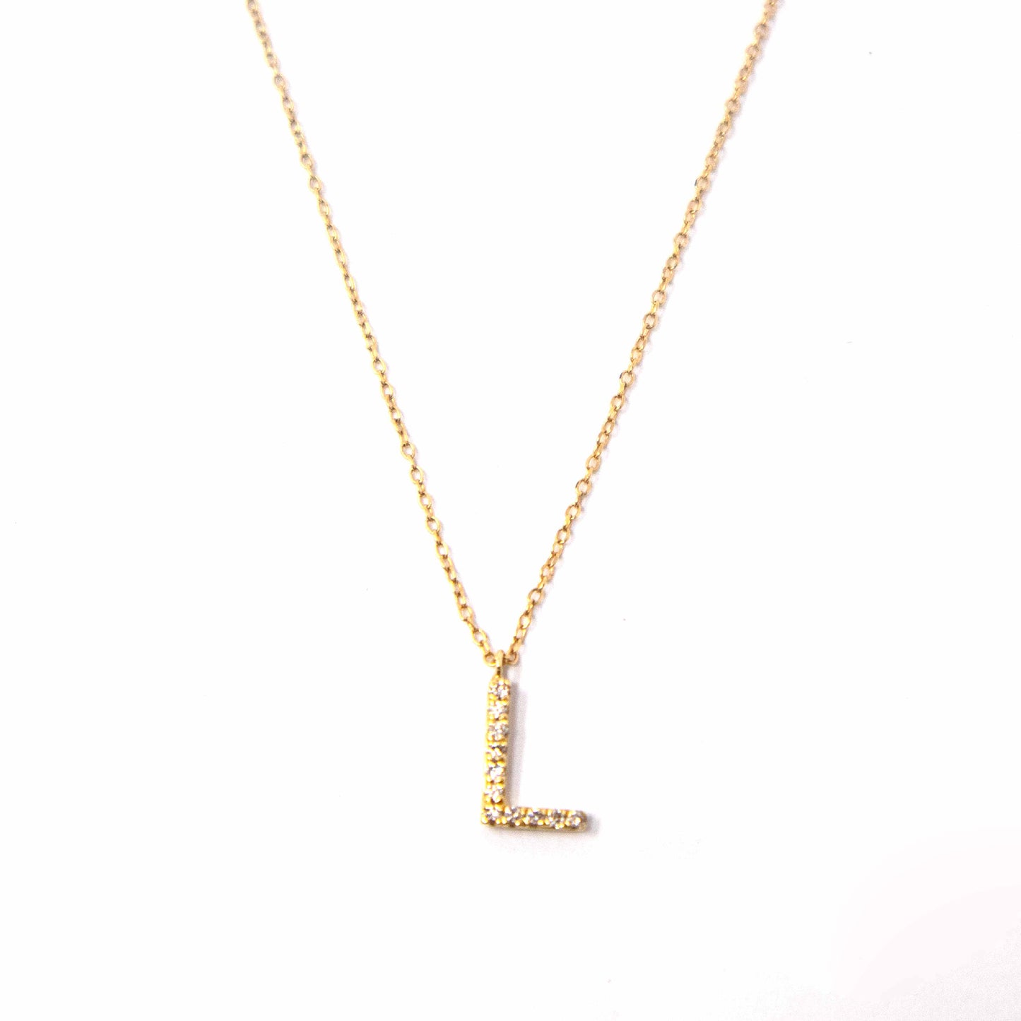 18k Yellow Gold Initial Diamond Necklace