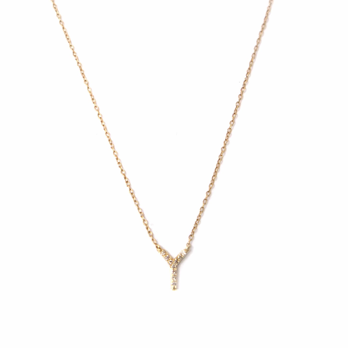 18k Yellow Gold Initial Diamond Necklace