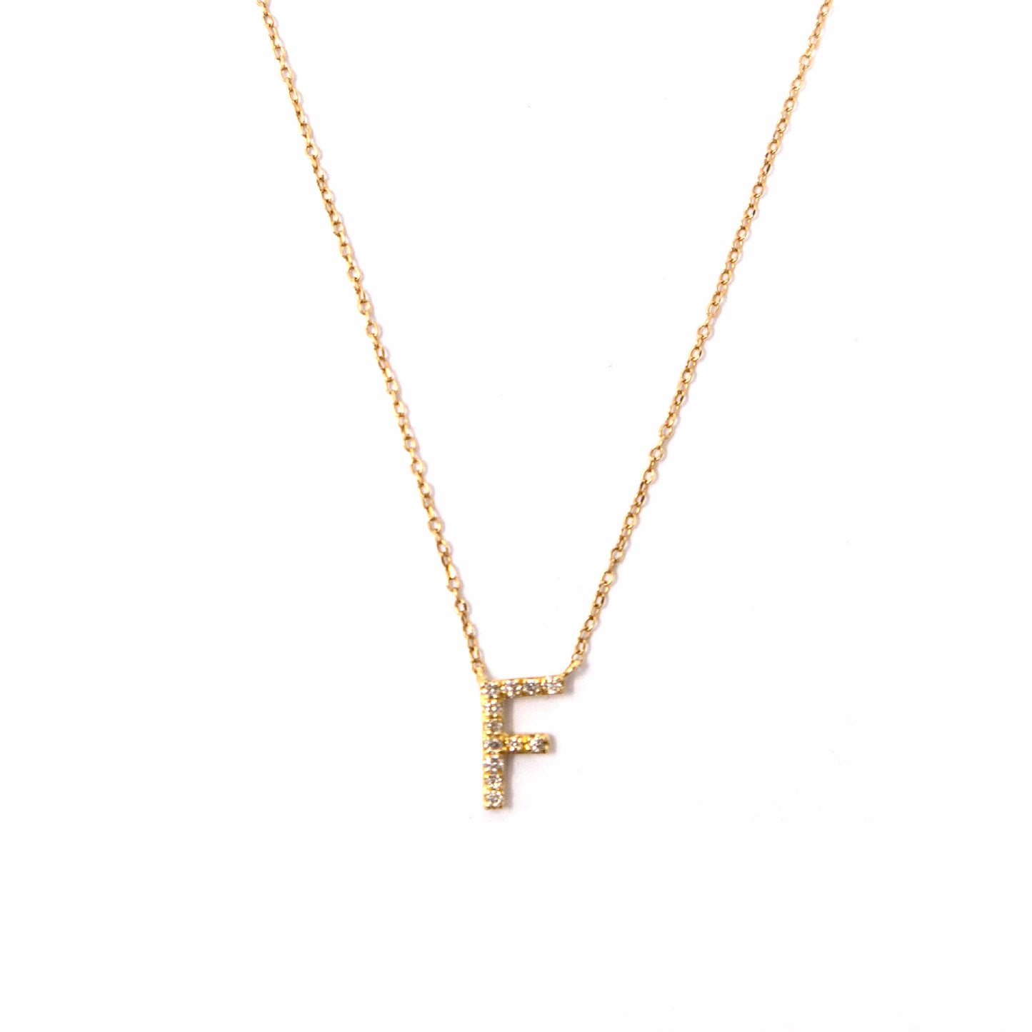 18k Yellow Gold Initial Diamond Necklace