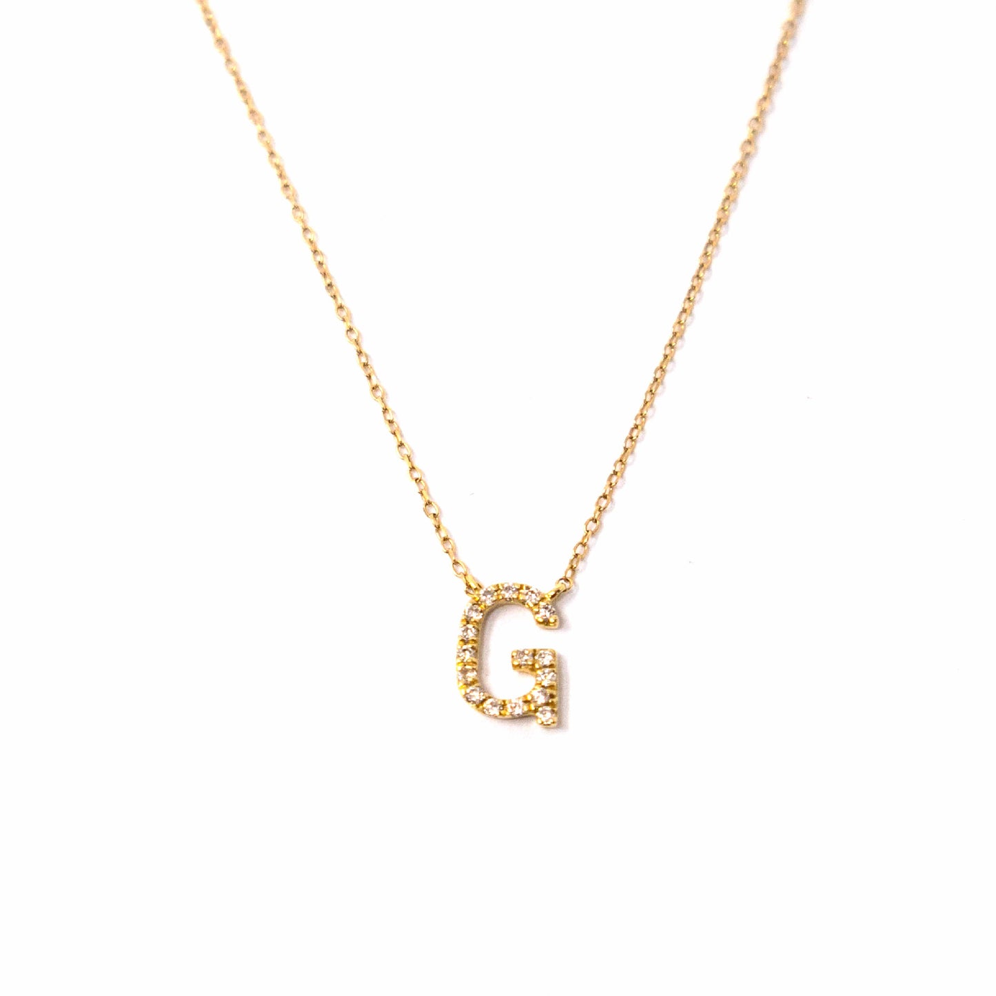 18k Yellow Gold Initial Diamond Necklace