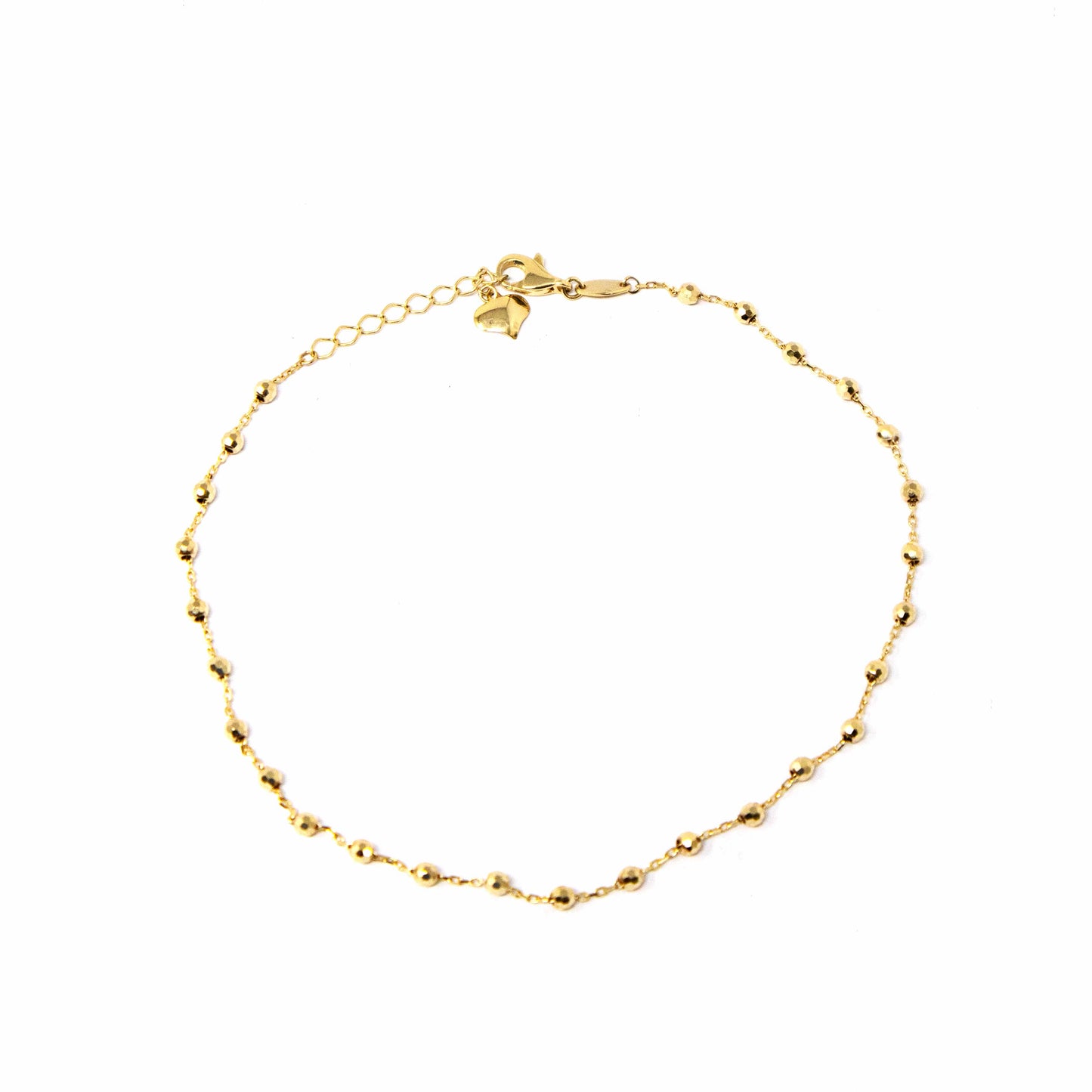 14K Yellow Gold Small Beads Anklet