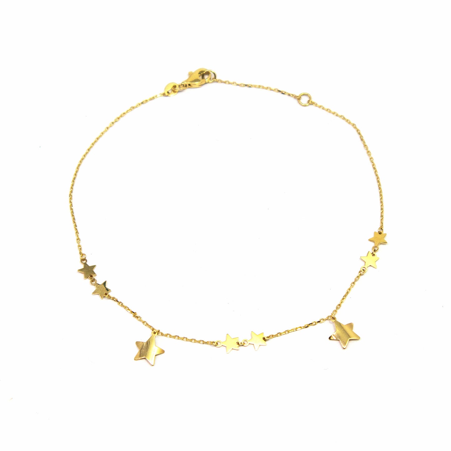 14K Yellow Gold Star Anklet