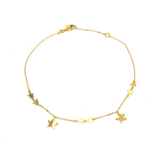 14K Yellow Gold Star Anklet