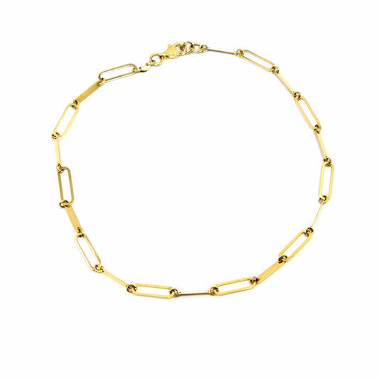 14K Yellow Gold Paperclip Anklet