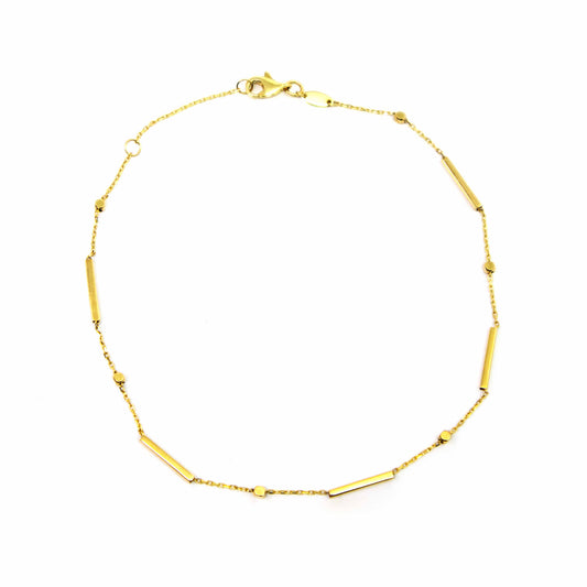 18K Yellow Gold Fancy Link Anklet