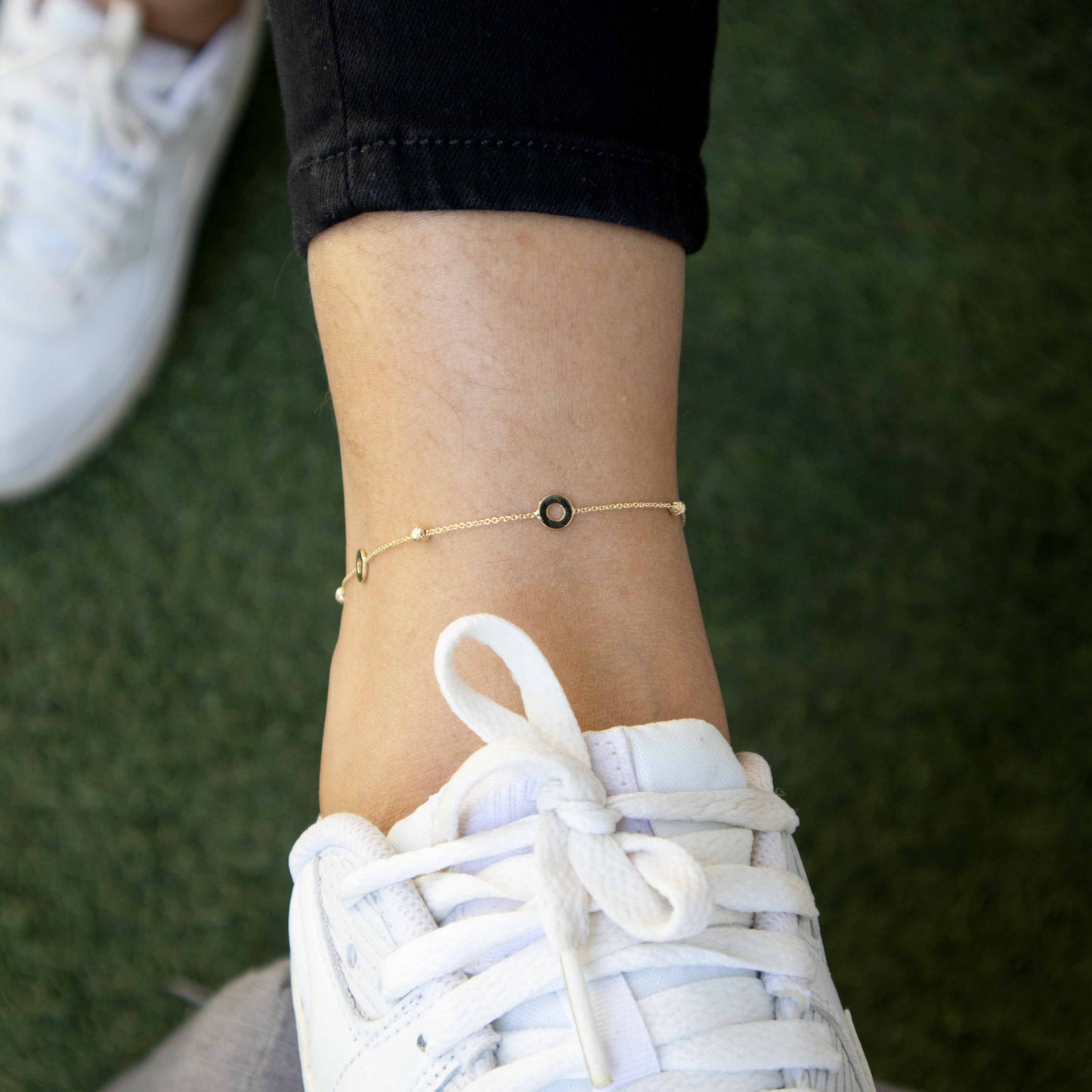 14K Yellow Gold Open Circle Anklet