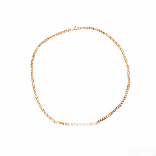 18K Rose Gold Cuban Diamond Necklace